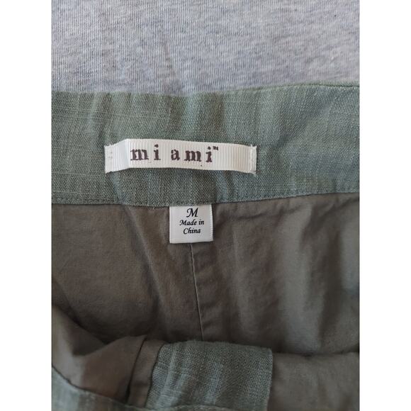 Mi ami Women Linen Cotton Blend  Shorts Sz M Green Color - Picture 3 of 5